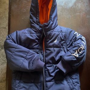 Winter jacket with hoodie for toddler boy.  Nautica brand.
